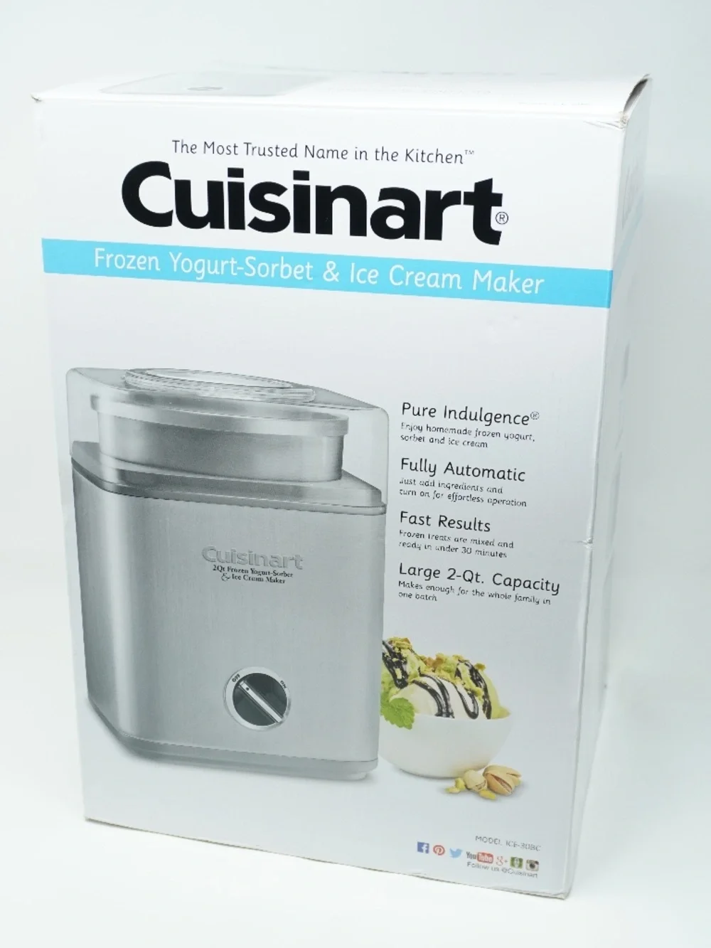 NEW Cuisineart Pure Indulgence 2 Quart Frozen Yogurt-Sorbet & Ice Cream Maker